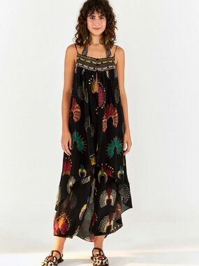 FARM Rio Black Multicolor Printed BLACK WONDERFUL  Spaghetti-Strap Tunic